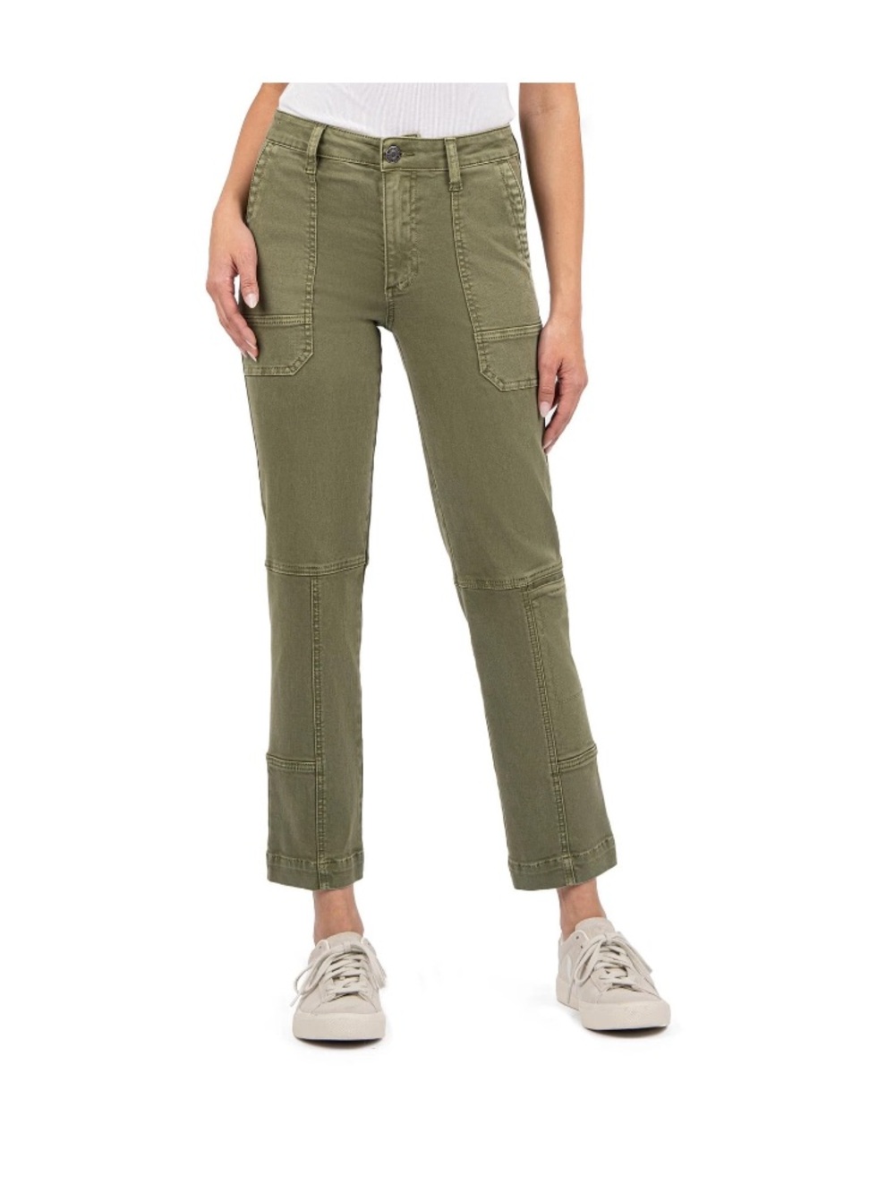 KUT from the Kloth Pants Womens Sz 12 Elizabeth Olive Green Utility Straight